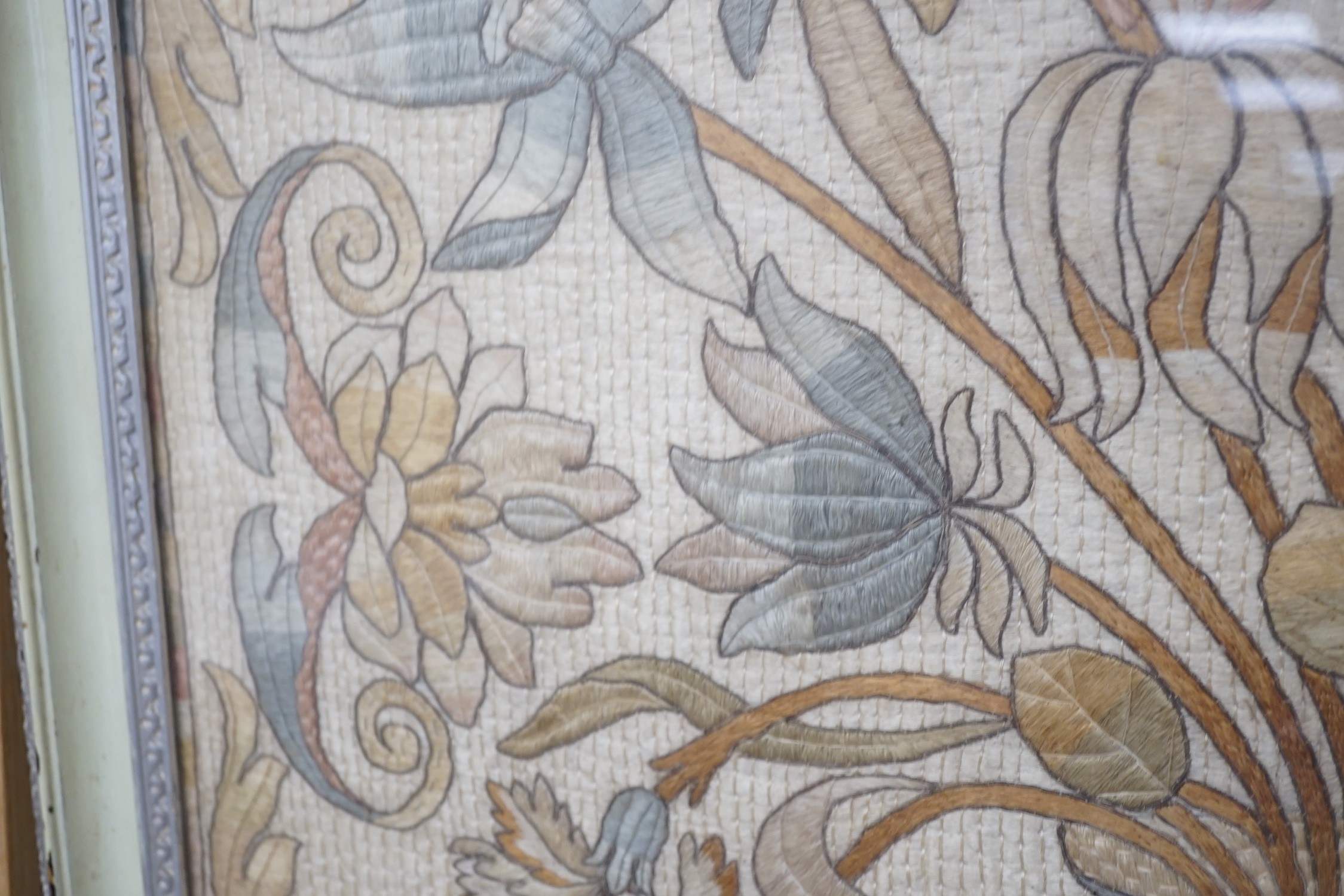 A framed Morris & Co style embroidery, 53 cm x 70.5 cm